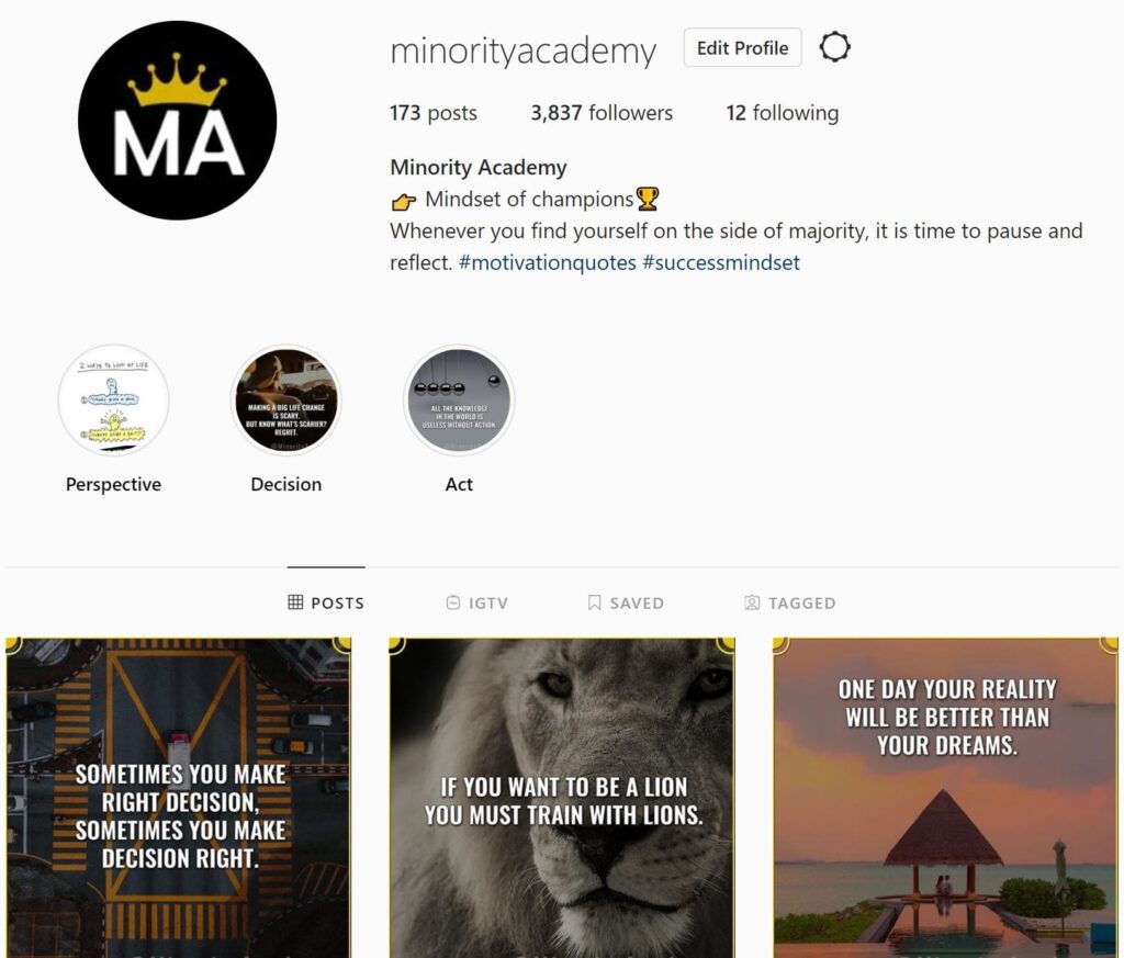 Minority Academy Instagram